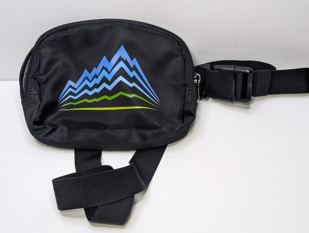 AeroLOFT Mountain Graphic Waist Pack Fanny Pack Black Adjustable Belt Bag